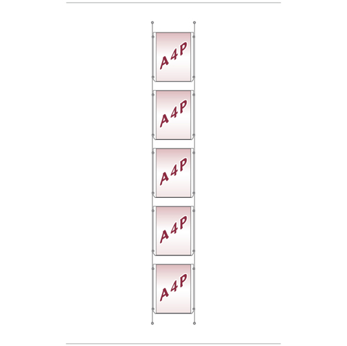 Wall mount poster kit for 5x A4P on bars